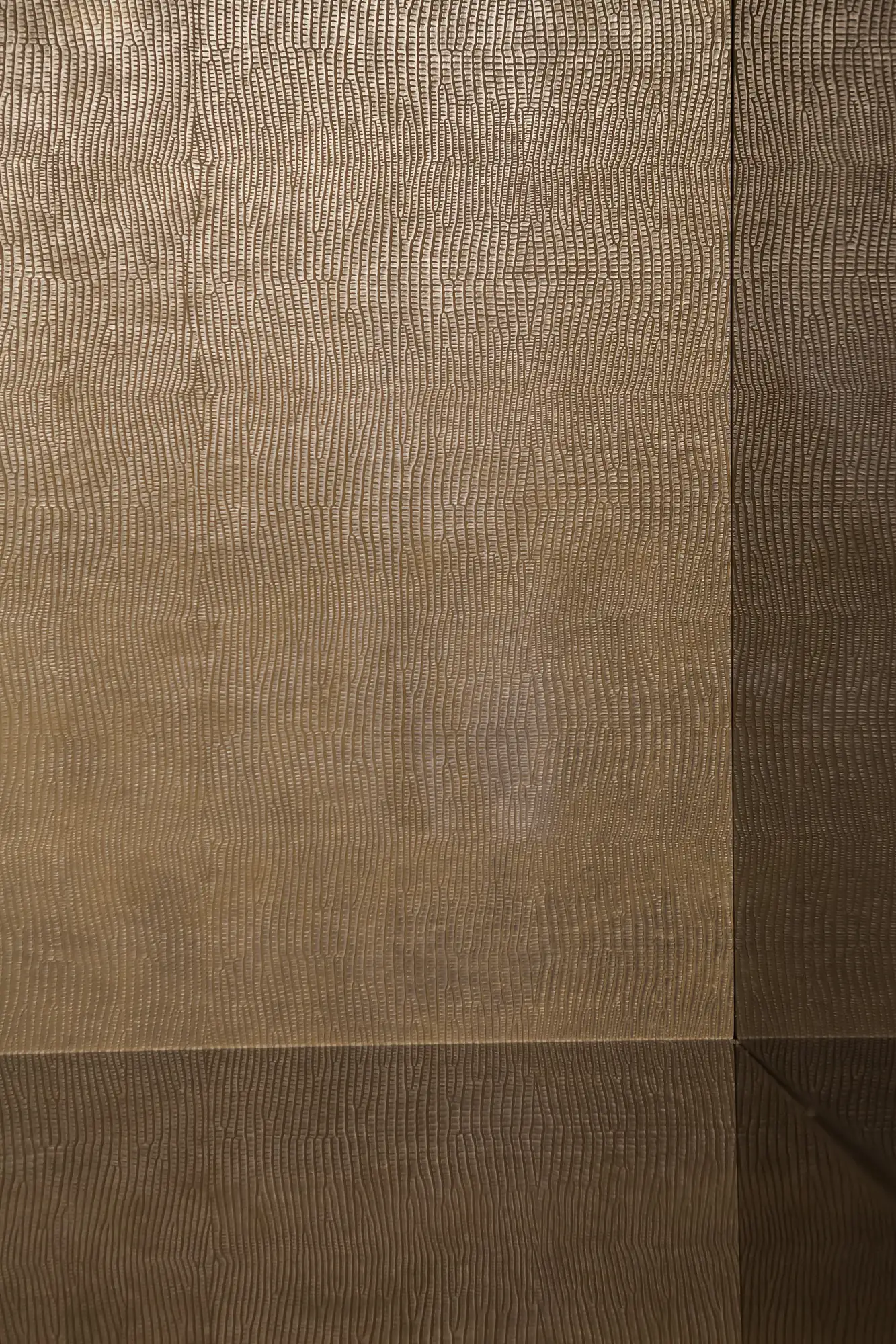 Textured inset panel within the dining cabinetry