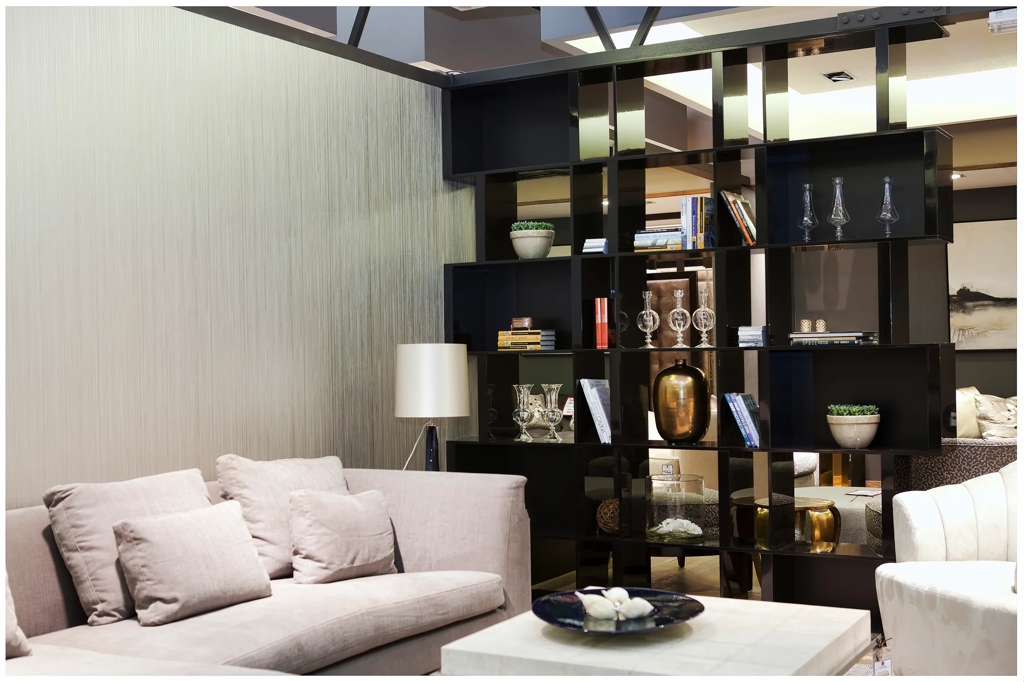 Opposite room view of the open bookcase